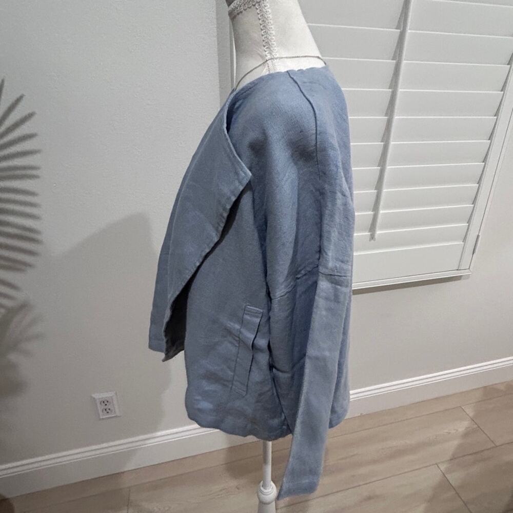Eileen Fisher Organic Linen Open‑Front Drape Jacket – Petite Small – NWT - Picture 3 of 11